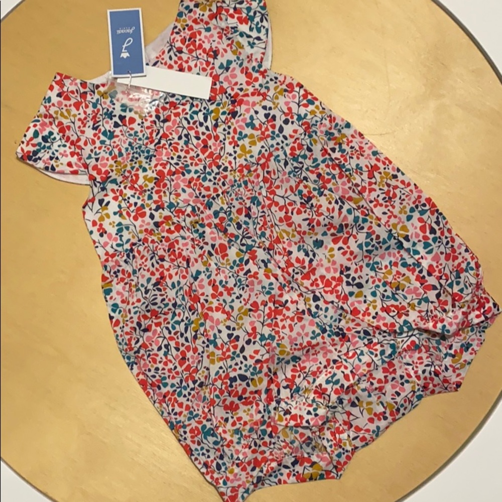 Jacadi  liberty floral open back button romper